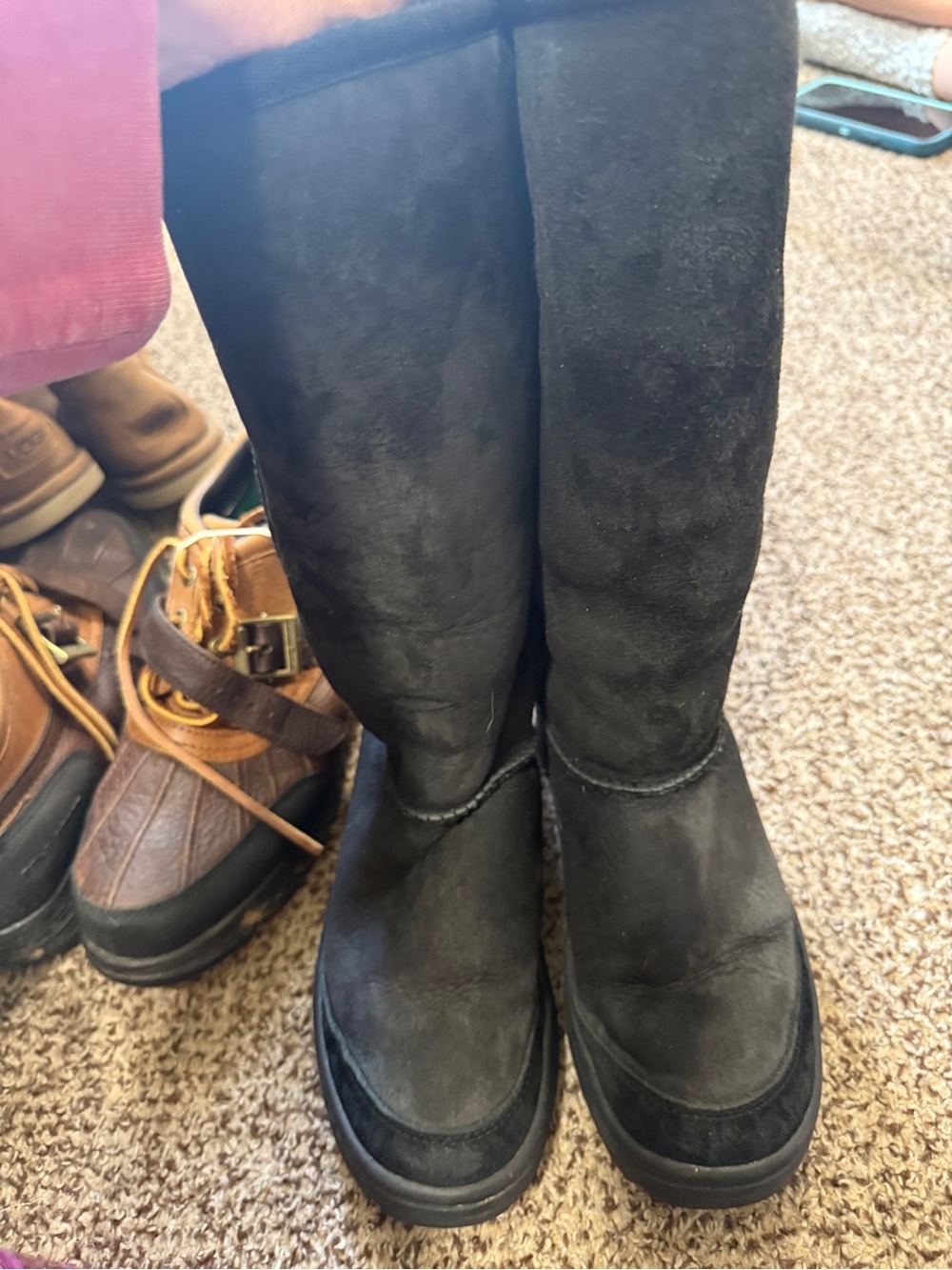 UGG Black Tall Suede Winter Boots